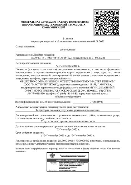 Скан: Услуги связи по предоставлению каналов связи