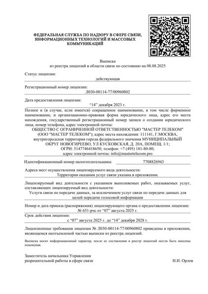 Скан: Услуги связи по передаче данных, за исключением услуг связи по передаче данных для целей передачи голосовой информации